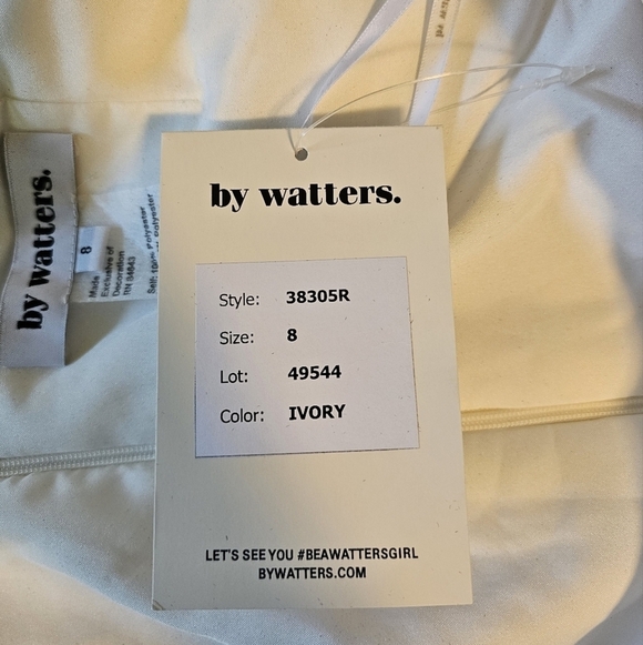 Watters Pavlova Ivory Square-Neck Puff-Sleeve Empire-Waist Taffeta Mini Dress, 8 - Picture 14 of 17